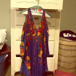 Mini dress, Royal blue with Floral Print,